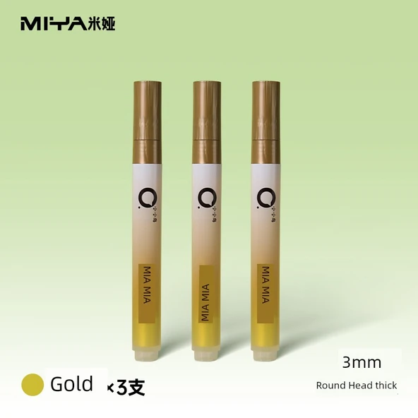 Metal Akrilik Marker Kalemi - Altın 3 Kalem - 3.0mm Kalın Uç