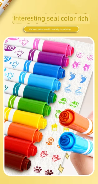 Taşınabilir ve Mürekkepli 12 Renkli Sulu Boya Kalemi Seti - Resim Kitabı ve Gouline Kalem ile - Resim 8