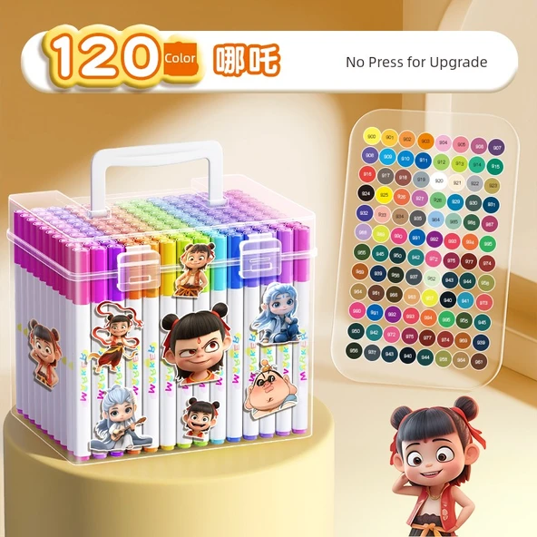 Akrilik Marker Kalem Seti - 120 Renk - Kutu ve Çıkartmalar ile - Resim 1