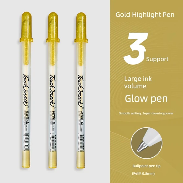Altın Vurgulayıcı Kalem - 0.8mm - 3 Paket