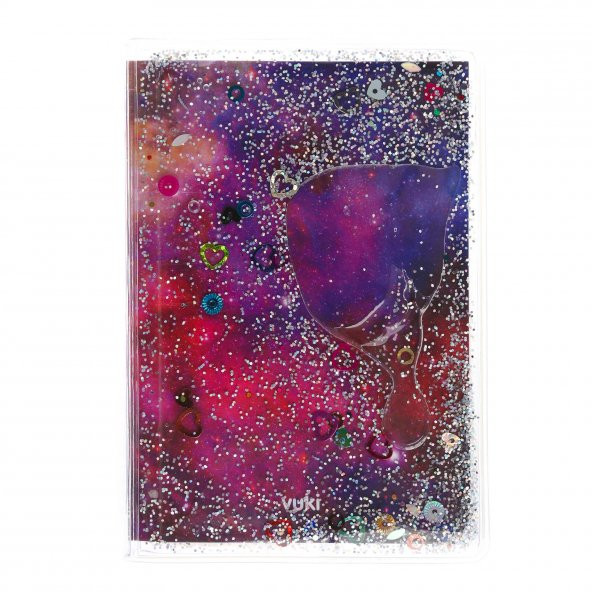 Not Defteri Boyutunda Galaxy Desen Simli ve Sulu Kapaklı Rengarenk Sayfalı Mini Defter