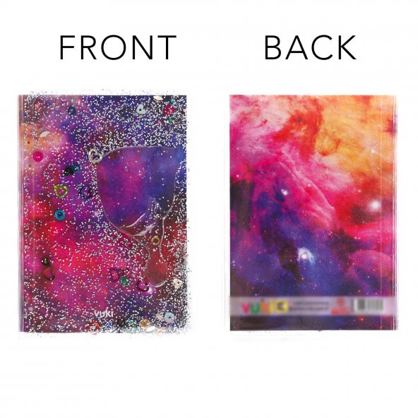 Not Defteri Boyutunda Galaxy Desen Simli ve Sulu Kapaklı Rengarenk Sayfalı Mini Defter - 2