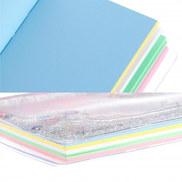 Not Defteri Boyutunda Galaxy Desen Simli ve Sulu Kapaklı Rengarenk Sayfalı Mini Defter - 4