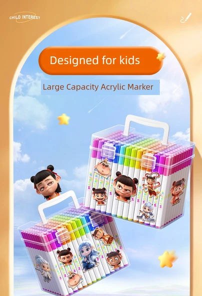 Akrilik Marker Kalem Seti - 60 Renk - Kutu ve 56 Set ile - 7