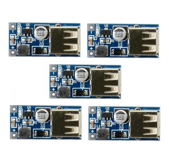 DC 5V 600 mA USB Çıkışlı Voltaj Yükseltici Regülatör Kartı-Step Up - 5 Adet ürün görseli