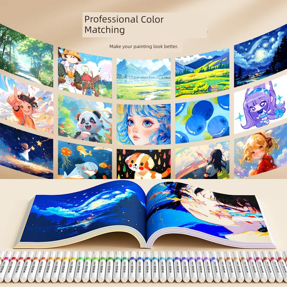 Akrilik Kalem Seti - 36 Renk - 56 Parça Set - 3