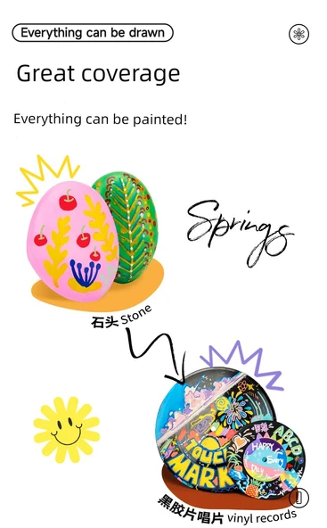 Akrilik Marker Kalem Seti - 48 Renk - Yuvarlak Sap - 32 Resim Hediyesi - 10