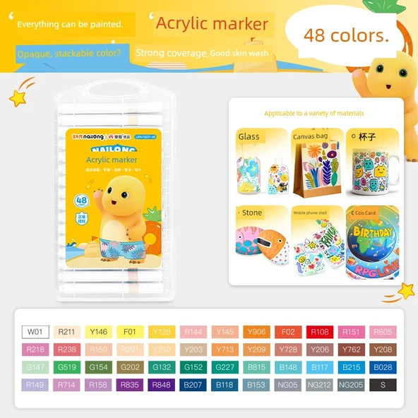 Akrilik Marker Kalemi - 48 Renk Opaque Yığılabilir - Milk Dragon