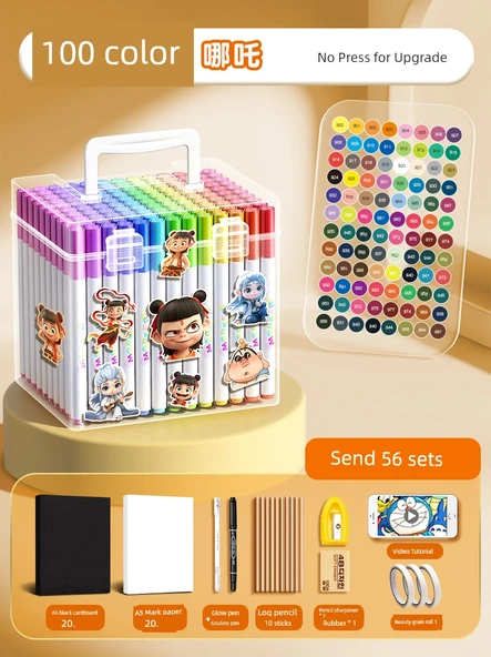 Akrilik Marker Kalem Seti - 100 Renk - Kutu ve 56 Set ile - 1