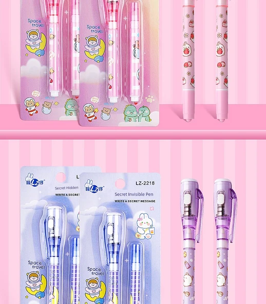 Görünmez UV Işık Marker Kalemi - 2'li Takım Mavi + Yeşil - 10