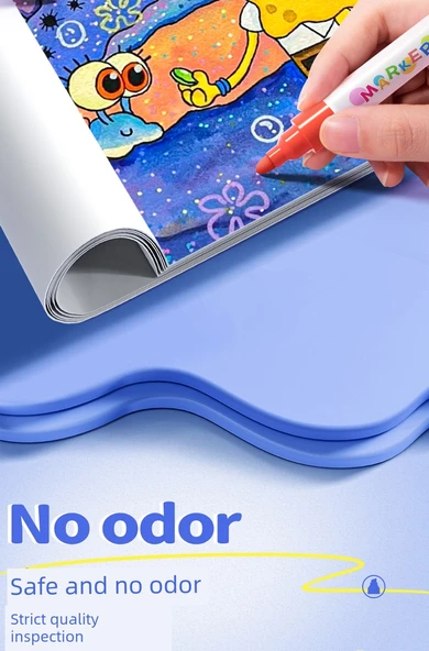 Çocuklar İçin Su Bazlı Akrilik Kalem Seti - 48 Renk Mavi Astronot - 53 Parça ve Kozmetik Çantası - 10