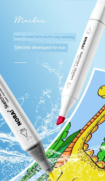 Çift Uçlu Sulu Boya Kalemi Seti - 24 Renk Pembe Silindirik - 11