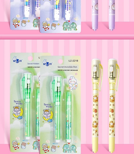 Görünmez UV Işık Marker Kalemi - 2 Çift Uçlu Mor + Mavi - 11