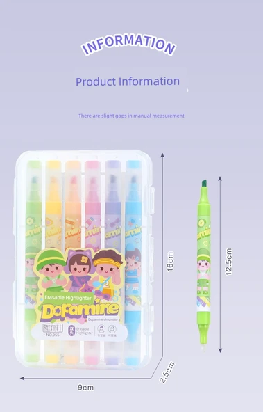 Silinebilir Floresan Vurgulayıcı Kalem Seti - Parfümsüz Yuvarlak Çubuk [Rastgele 1 adet] - 10