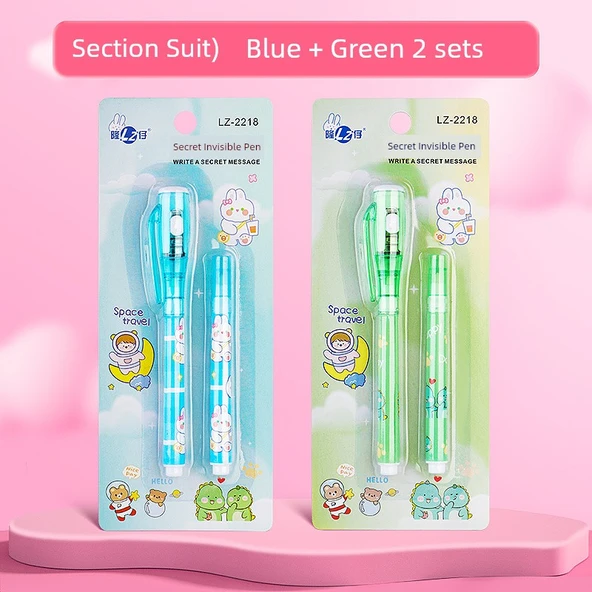 Görünmez UV Işık Marker Kalemi - 2'li Takım Mavi + Yeşil - 1