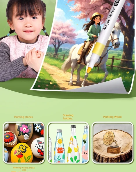 Akrilik Marker Kalem Seti - 36 Renk - Gelişmiş Depolama Kutusu - Resim 11