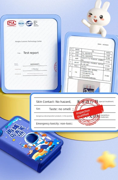 Çocuklar İçin Su Bazlı Akrilik Kalem Seti - 24 Renk Mavi Astronot - 53 Parça ve Kozmetik Çantası - 11