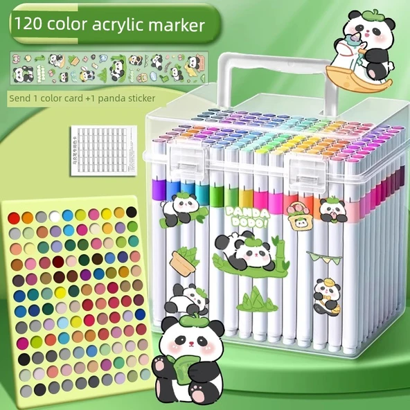 Akrilik Marker Kalem Seti - 120 Renk Panda - Gelişmiş Depolama Kutusu - 1