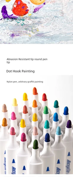 Akrilik Marker Kalem Seti - Üçgen - 60 Renk ve Kontur Kalemi - 10