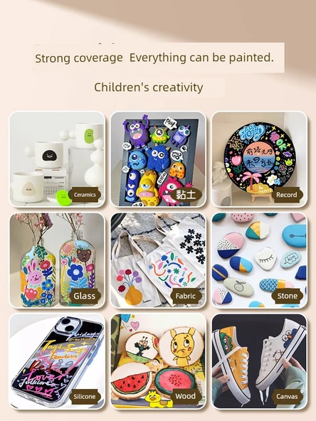 Akrilik Marker Kalemler - 48 Renk - Gelişmiş Set/56 Parça - Basma Gerektirmeyen - 5