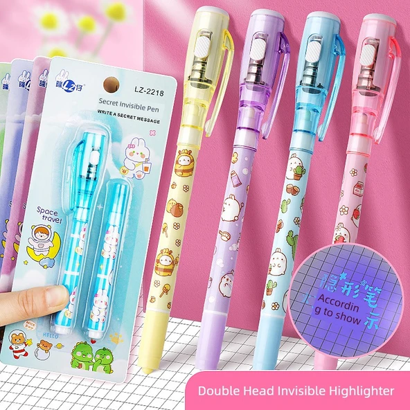 Görünmez UV Işık Marker Kalemi - 4 Çift Uçlu Tam Renk - 2