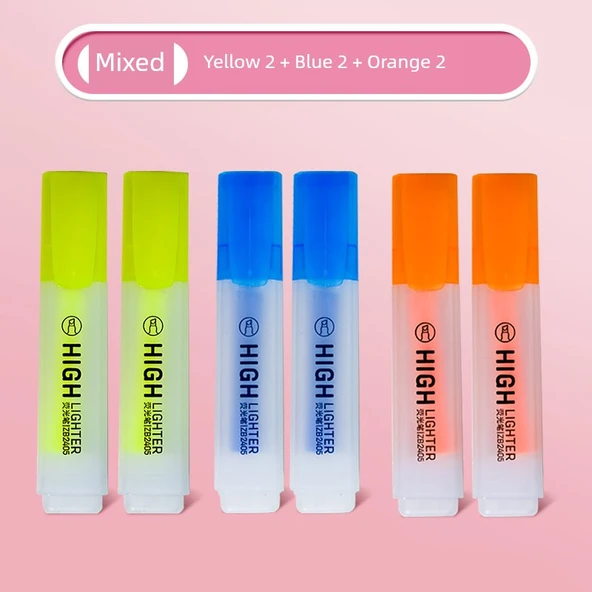 Fluoresan Marker Kalem Seti - 6 Parça - Sarı 2, Mavi 2, Turuncu 2 - 1