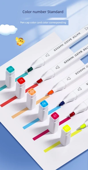 Su Bazlı İkili Uçlu Marker Seti - 12 Renk İkili Uçlu Marker - 10