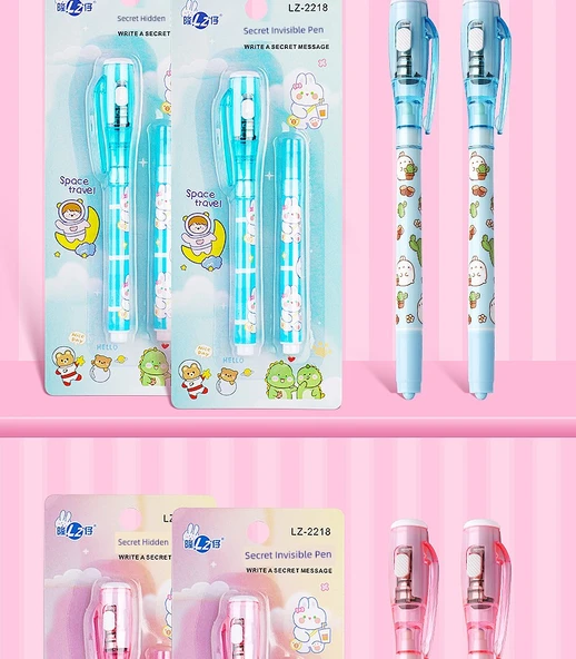 Görünmez UV Işık Marker Kalemi - 2 Çift Uçlu Mor + Mavi - 9