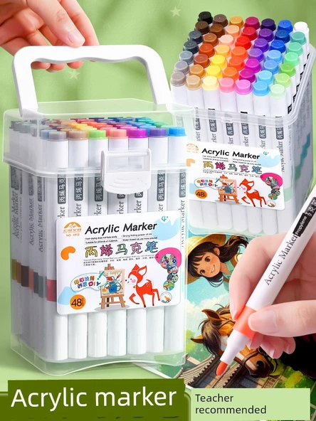 Akrilik Marker Kalem Seti - 80 Renk Kart Pibala - Gelişmiş Depolama Kutusu - 2