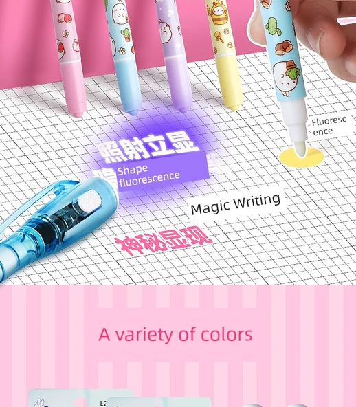 Görünmez UV Işık Marker Kalemi - 2 Çift Uçlu Mor + Mavi - 8