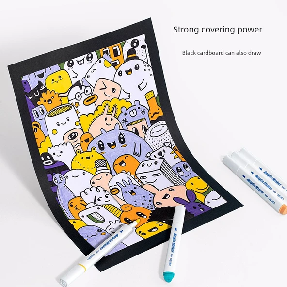 Akrilik Marker Kalem Seti - Üçgen - 60 Renk ve Kontur Kalemi - 3