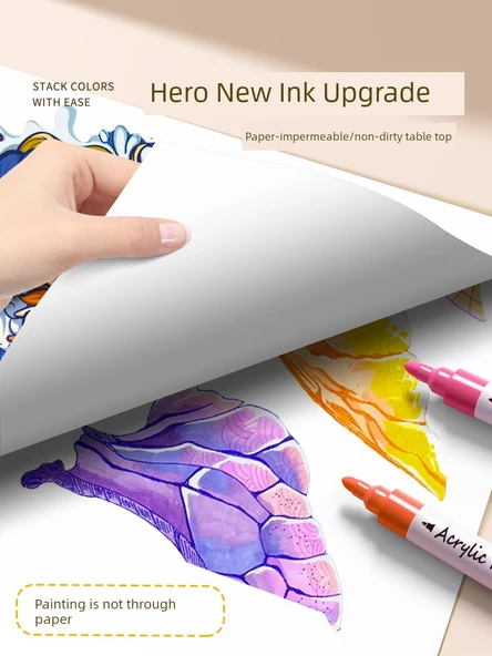 Akrilik Marker Kalemler - 48 Renk - Gelişmiş Set/56 Parça - Basma Gerektirmeyen - 2