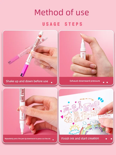 Çift Hat Çizim Kalemleri - 1 Kutuda/12 Paket - 5