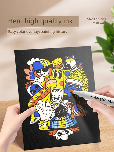 Akrilik Marker Kalemler - 48 Renk - Gelişmiş Set/56 Parça - Basma Gerektirmeyen - 3