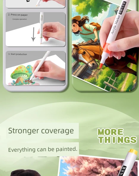 Akrilik Marker Kalem Seti - 60 Renk Kart Pibala - Gelişmiş Depolama Kutusu - Resim 10