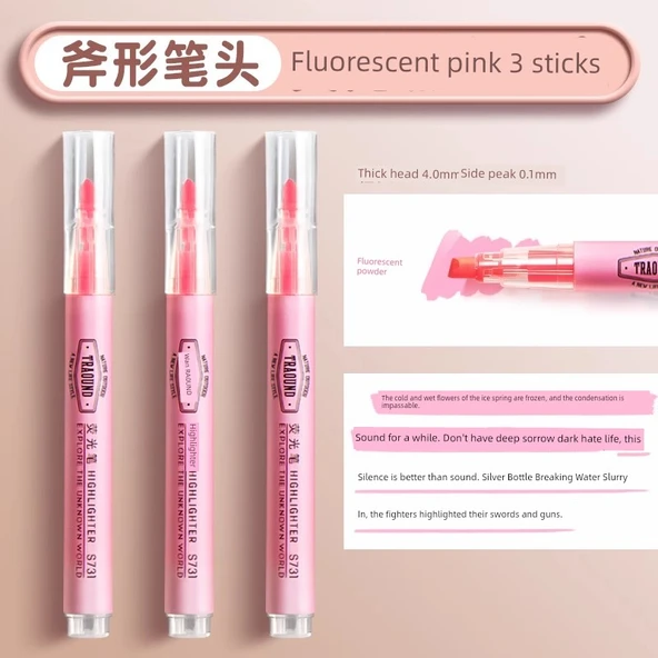 Fluoresan Kalem - Pembe 3 Adet - Resim 1