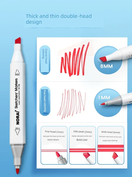 Çift Uçlu Sulu Boya Kalemi Seti - 24 Renk Pembe Silindirik - 4