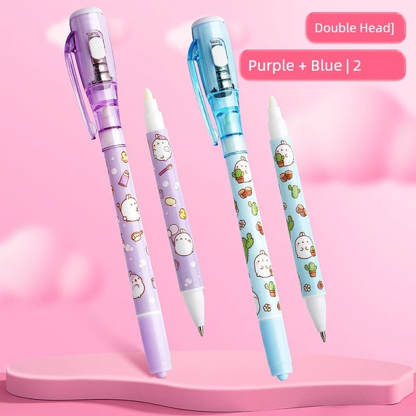 Görünmez UV Işık Marker Kalemi - 2 Çift Uçlu Mor + Mavi - 1