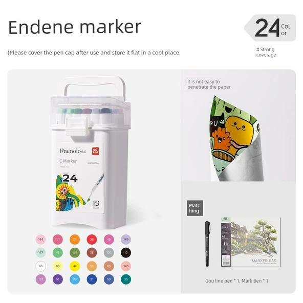 Akrilik Marker Kalem Seti - Üçgen - 24 Renk ve Kontur Kalemi - Resim 1