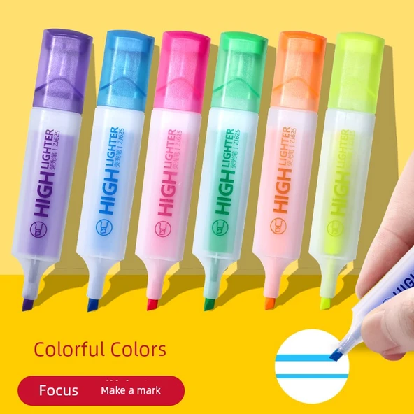 Fluoresan Marker Kalem Seti - 6 Parça - Sarı 2, Mavi 2, Turuncu 2 - 2