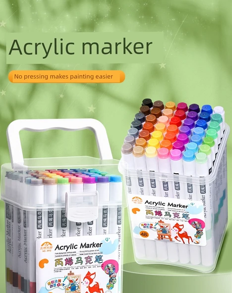 Akrilik Marker Kalem Seti - 80 Renk Kart Pibala - Gelişmiş Depolama Kutusu - 7