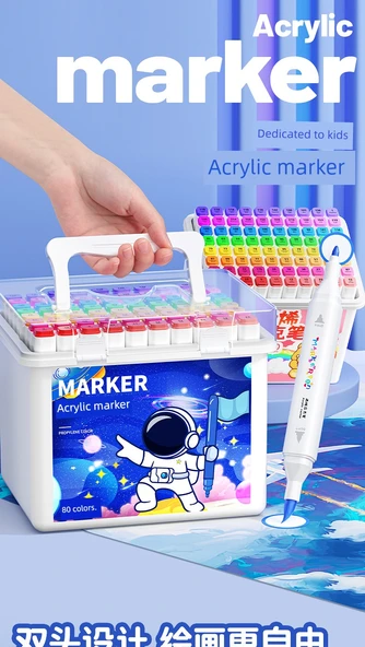 Akrilik Kalem Seti - 120 Renk Astronot - Tek Uç - Upgrade Miktar - 7