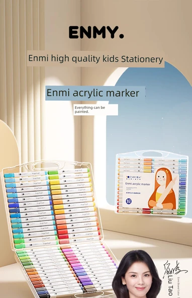 Akrilik Marker Kalemi - Yumuşak ve Sert İki Uçlu - Mutlu Ördek - 24 Renk - 7