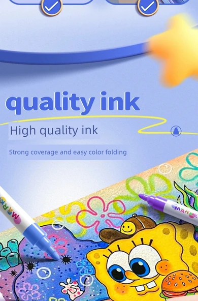 Akrilik Marker Kalem Seti - 48 Renk Astronot ve Kozmetik Çantası - 11