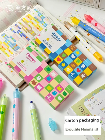 Yığılabilir Renkli Flüoresan Marker Kalemler - 1 Kutu Fondöten - 6