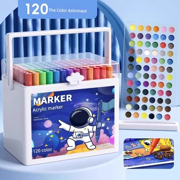Akrilik Kalem Seti - 120 Renk Astronot - Tek Uç - Upgrade Miktar - 1