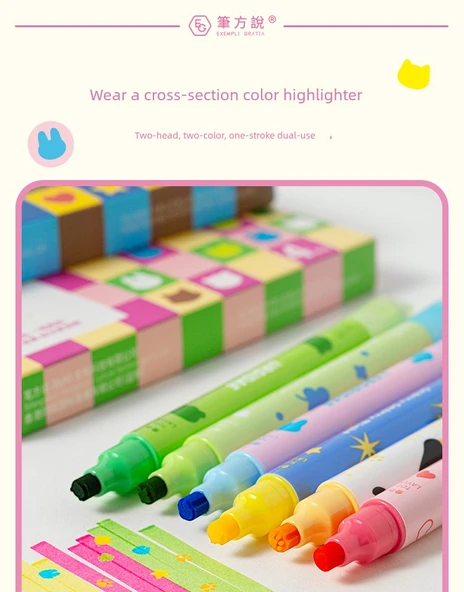 Yığılabilir Renkli Flüoresan Marker Kalemler - 1 Kutu Fondöten - 7