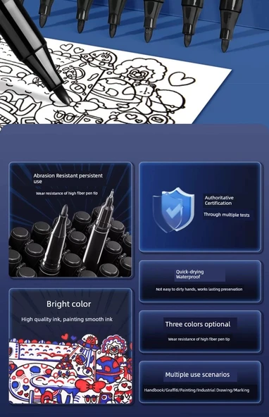 Çift Uçlu Kalem - Su Bazlı Kırmızı 12 - 7