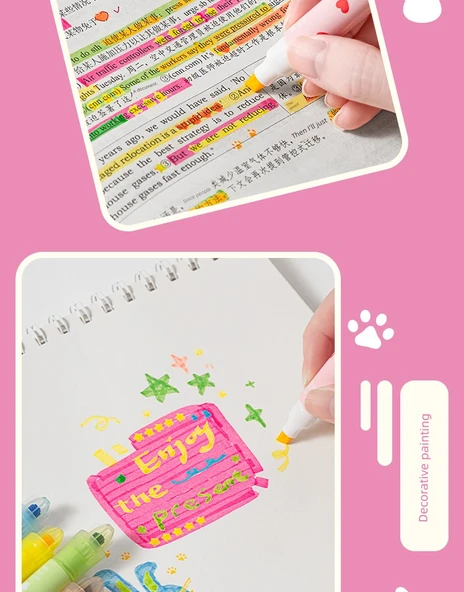 Yığılabilir Renkli Flüoresan Marker Kalemler - 1 Kutu Fondöten - 10