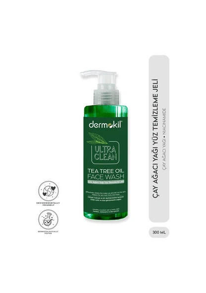 Dermokil Ultra Clean Çay Ağacı Yağı Yüz Temizleme Jeli 300 ML - 1